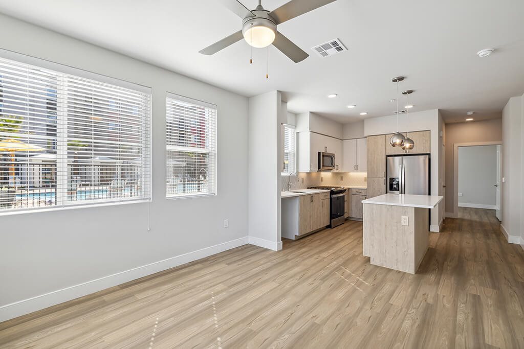 Living and dining area at The Braydon Apartments in Napa CA